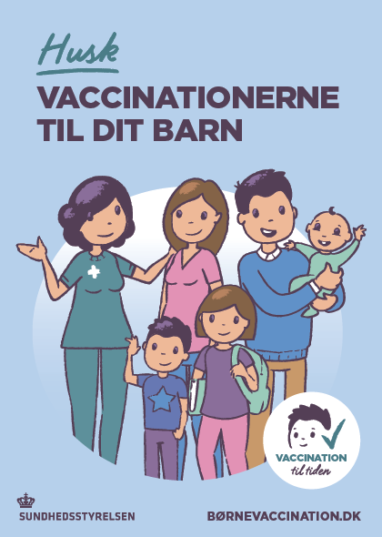 Husk vaccination til dit barn - Postkort Sæt a 5 forskellige kort